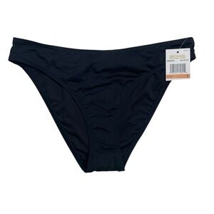 MICHAEL Michael Kors High Leg Bikini Bottom Solid Black Size Small New NWT